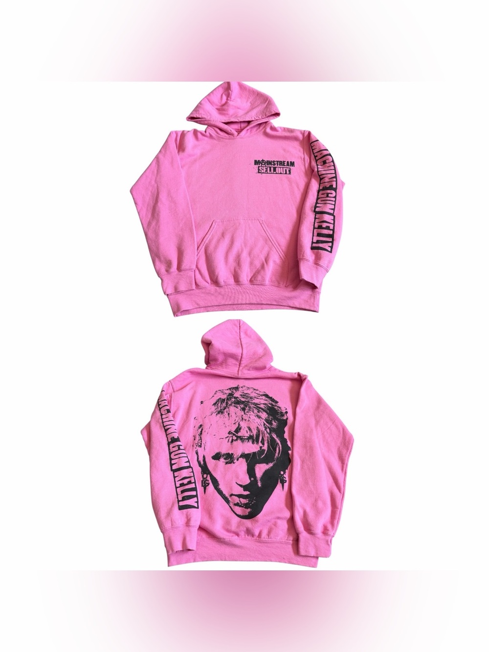 Machine Gun Kelly MGK Sellout Face Hoodie Sweatshirt Adult Sz S Pink Unisex